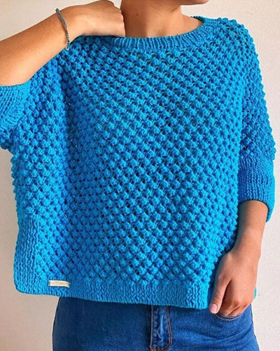 Anna | Losvallende trui in een effen kleur met een ronde halslijn