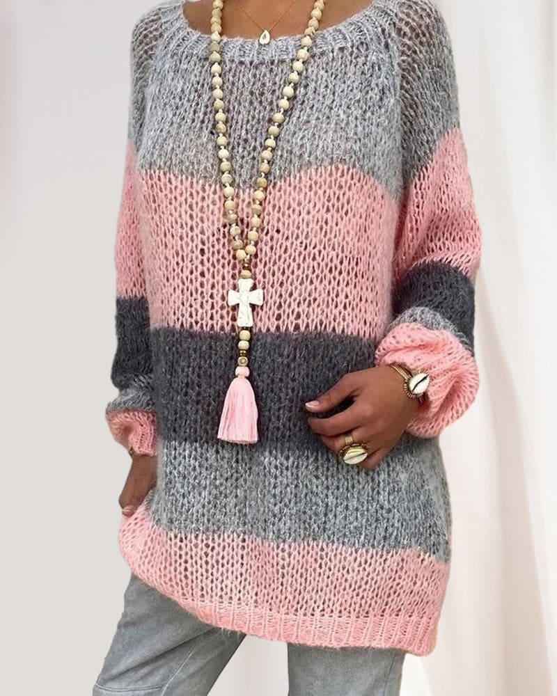 Leroy -  Sweater met ronde hals en kleurblokkering