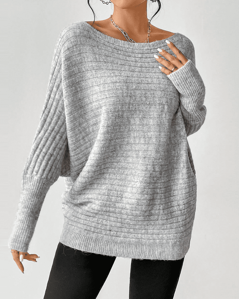 Kirsten | Geribde trui in een effen kleur met een ronde halslijn