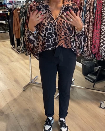 Nora | Losse blouse met luipaardprint