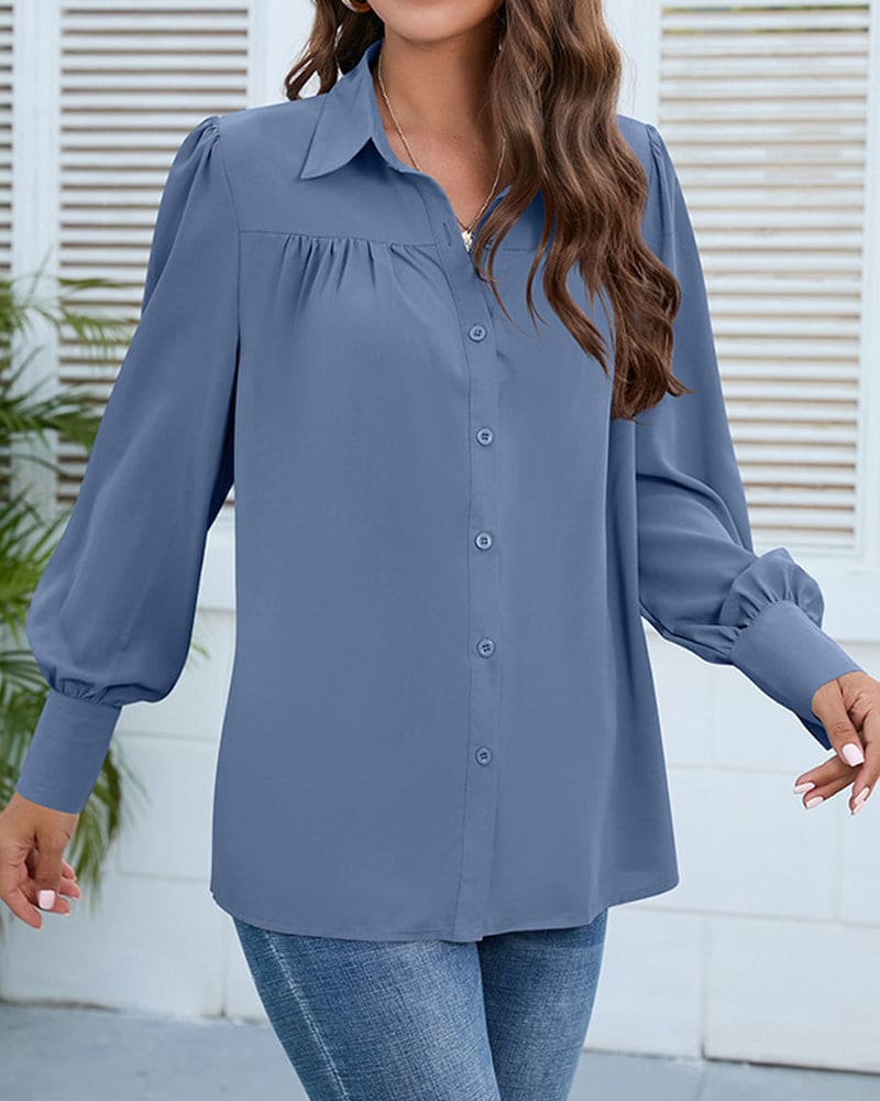 Vera | Geplooide blouse met lange mouwen