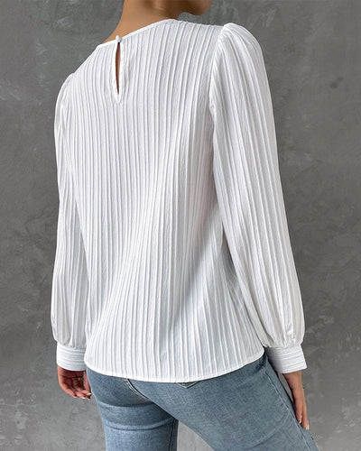 By Olivia - blouse met lantaarnmouwen in effen kleur