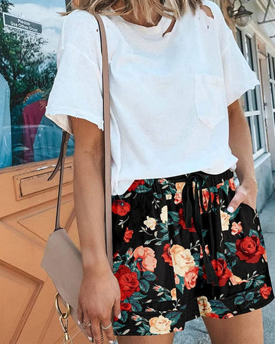 Yuna | Gekleurde Shorts Met Bloemenprint