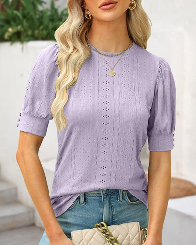Lisa | Losse blouse met een ronde halslijn en korte mouwen