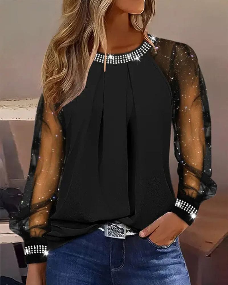 Tess | Stijlvolle mesh blouse met pailletten