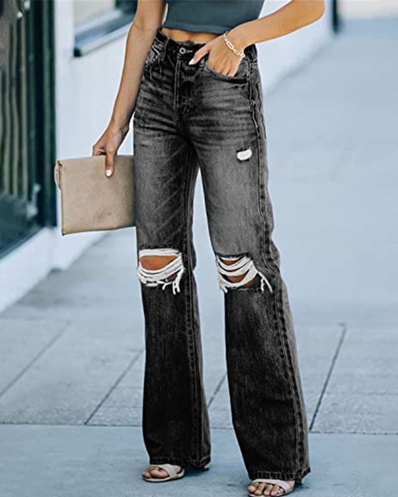 Elif | Jeans met hoge taille en scheuren