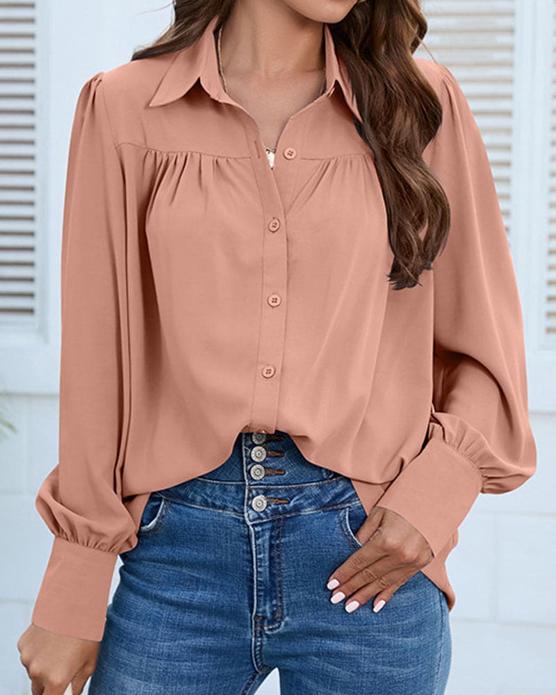 Vera | Geplooide blouse met lange mouwen